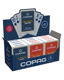 12 DECKS COPAG 4 COLOUR 100% PLASTIC JUMBO BOX POKER CARDS CASINO 6 RED 6 BLUE 